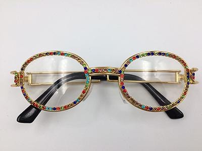 Diamond Sunglasses Women Steampunk Multicolor Rhinestone Shades UV400 Oculos