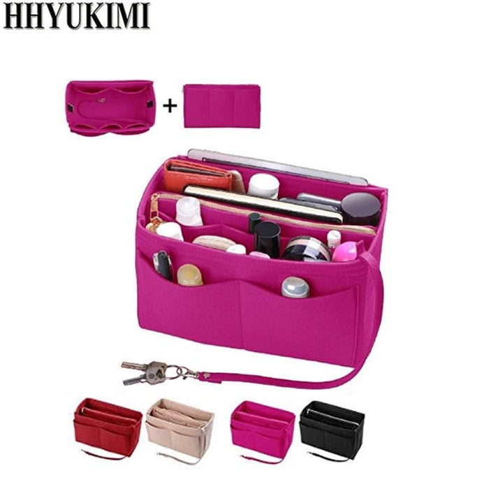 Make up Organizer Insert Bag For Handbag, Felt Bag with zipper, Travel Inner Purse, Fit Cosmetic Bags Fit Various Brand Handbags