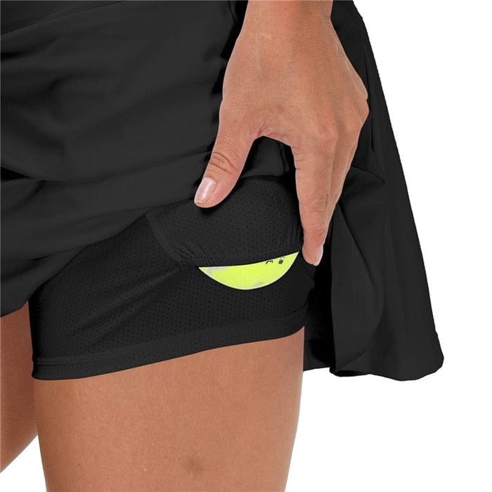 Women Sports Tennis Skirts Golf Skirt Fitness Shorts Short Quick Dry Sport Skort Pocket Yoga Shorts High Waist Athletic Running