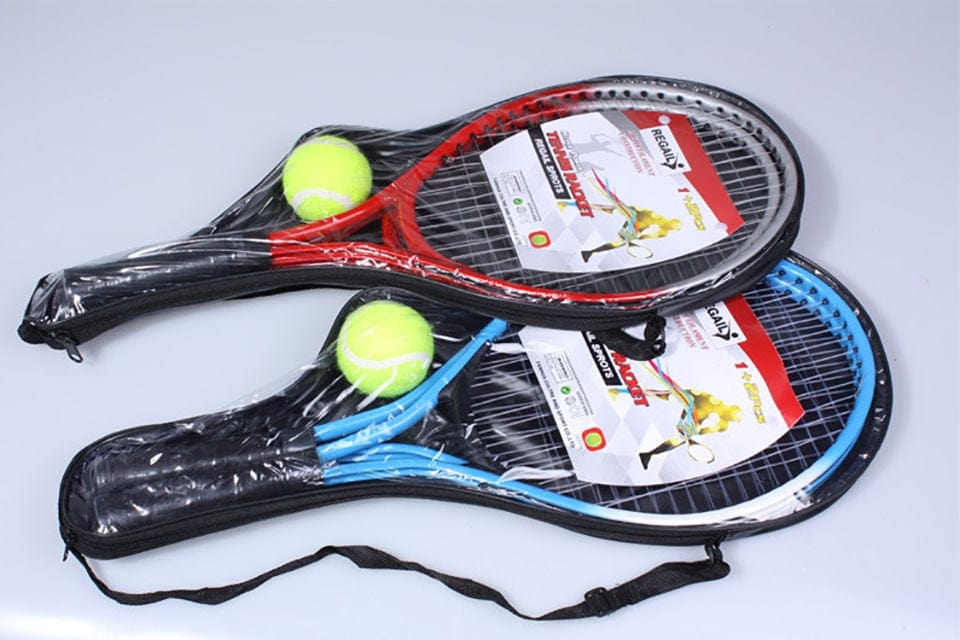 Set of 2 Teenager&#39;s Tennis Racket For Training raquete de tennis Carbon Fiber Top Steel Material tennis string with Free ball