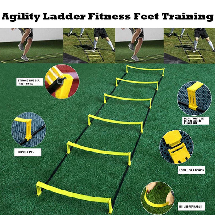 Dual-Purpose Soccer Training Jump Ladder With Storage Speed Nylon Equipment Bag Fitness Coordination Ladders Agility Improv X1M9