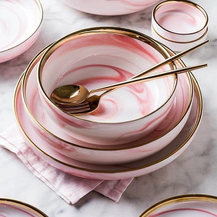 Pink Marbe Dinnerware Dinner Plates