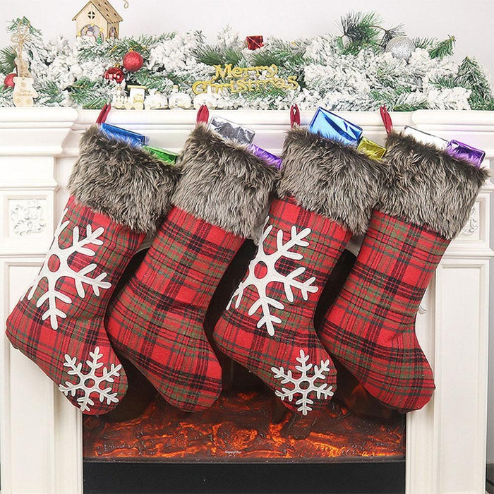 Christmas Stockings Gifts Cloth Santa Sack Socks Xmas Fireplace Gift Bag Christmas Gift Holders Socks Decoration Dropshipping