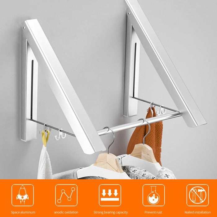 Clothes Hanger Space Invisible Aluminum Hanger Folding Portable Drying Rack Retractable Space Aluminum Towel Drying Anti-rust