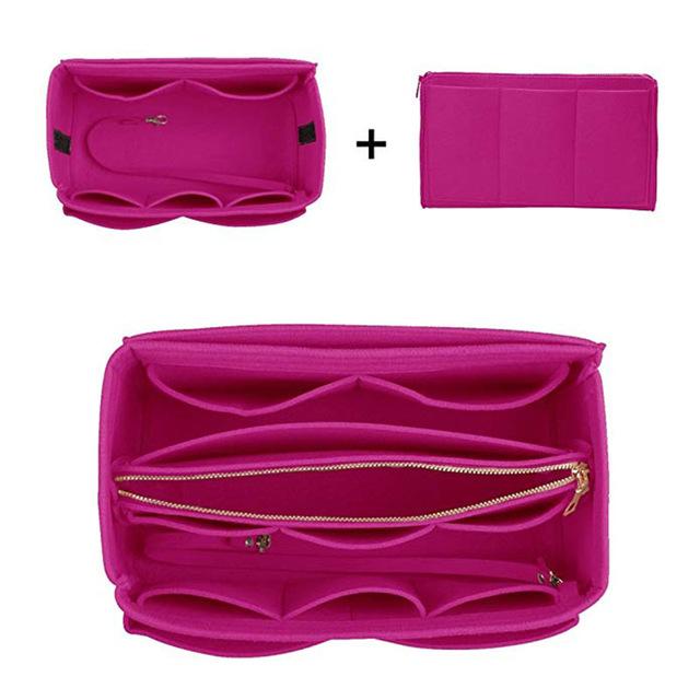 Make up Organizer Insert Bag For Handbag, Felt Bag with zipper, Travel Inner Purse, Fit Cosmetic Bags Fit Various Brand Handbags