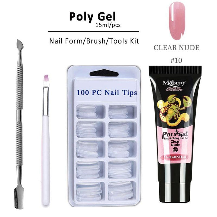 Poly Gel LED Clear UV Gel Varnish Nail Polish Art Kit