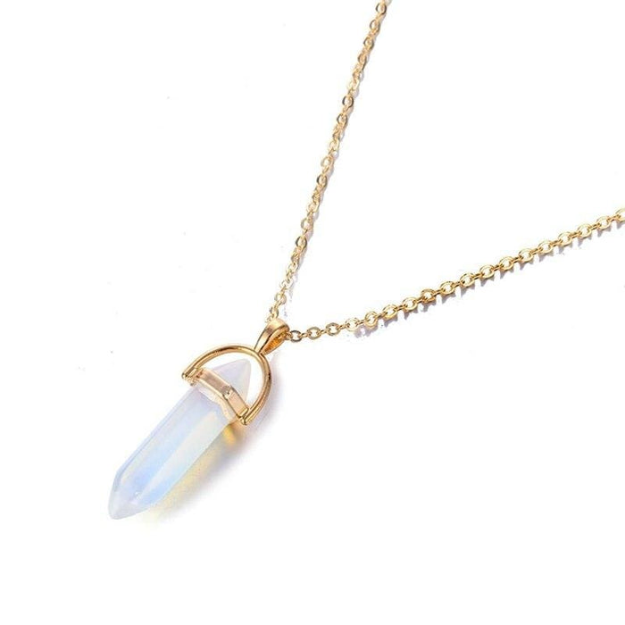 1 PCS Natural Stone Moon Choker Gold Color Crystal Pendant Necklace For Women