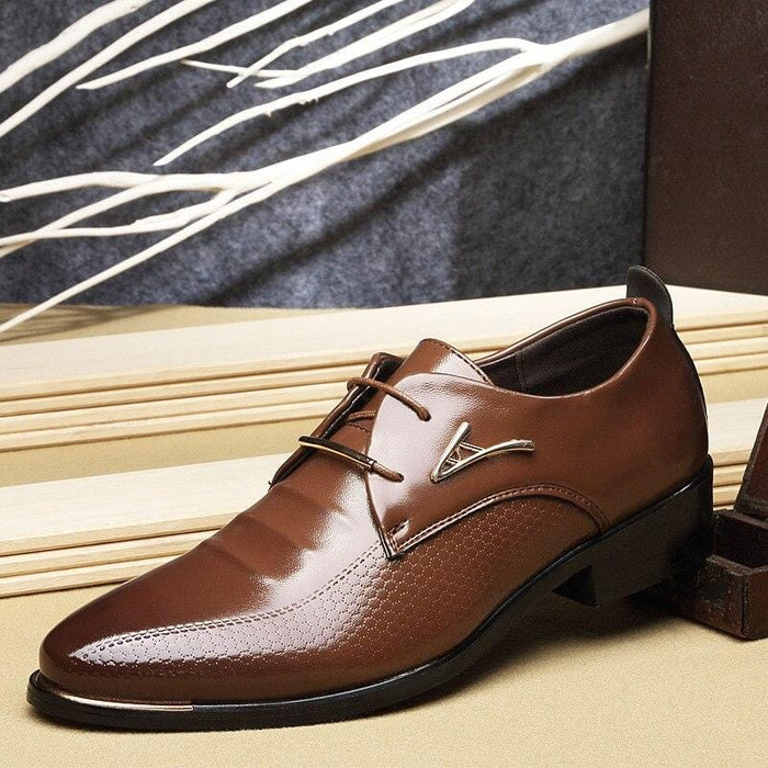 Casual Shoes Black/Brown Leather Lace Up Dress Handsome Shoes