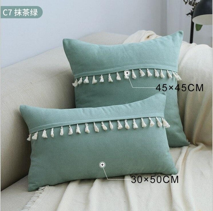 Soft Green Pink Tassels Cushion Cover 45x45cm/30x50cm Blue Yellow Decorative Pillow Cover Home Decor Sofa Throw PillowCase