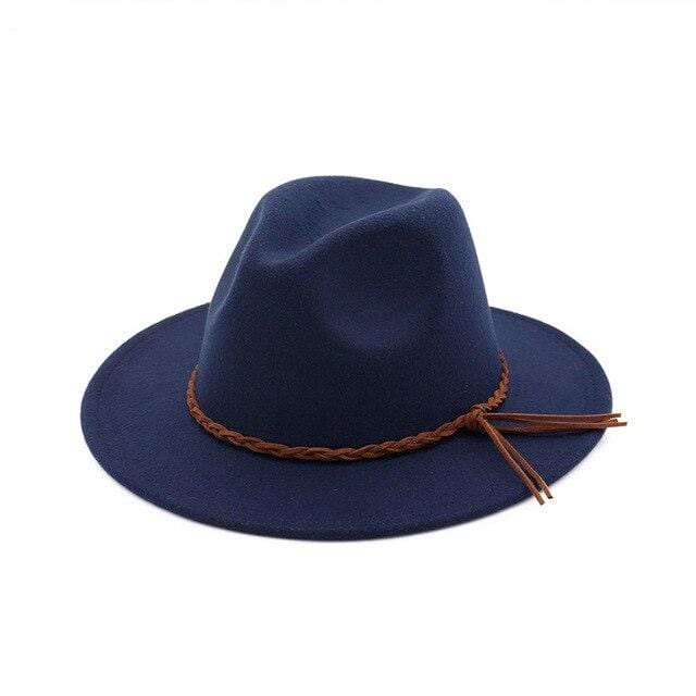 High Quality Women Men Flat Brim Wool Felt Jazz Fedora Hats British Retro Hat Lady Trilby Hat with Rope Autumn Winter 10 Colors