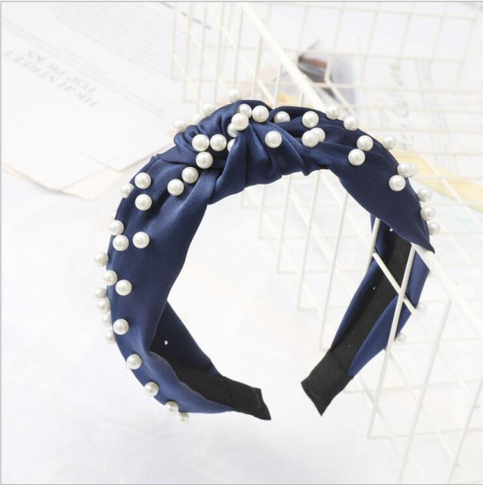 Fashion Pearl Hair Accessories Adult High Elastic Hair Band Headband For Girls Hairband Wholesale Hair Hoop Turban