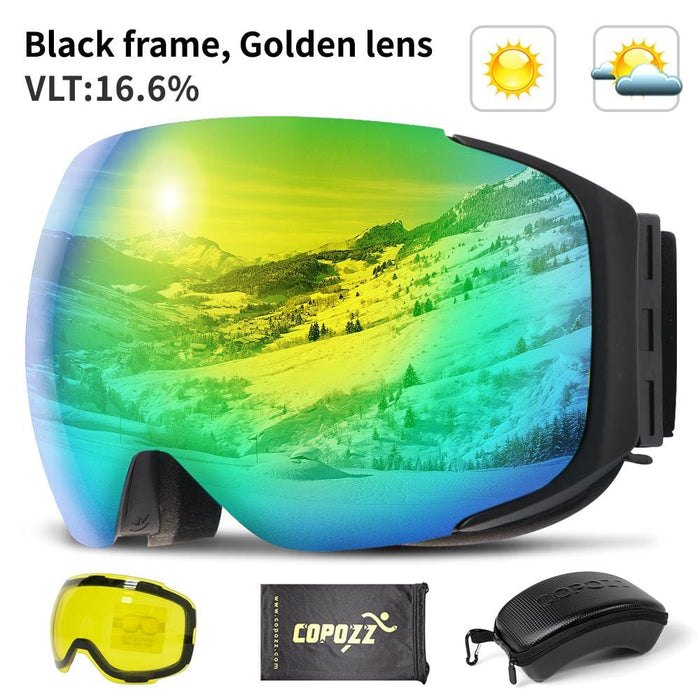 Magnetic Ski Goggles with Quick-change Lens and Case Set