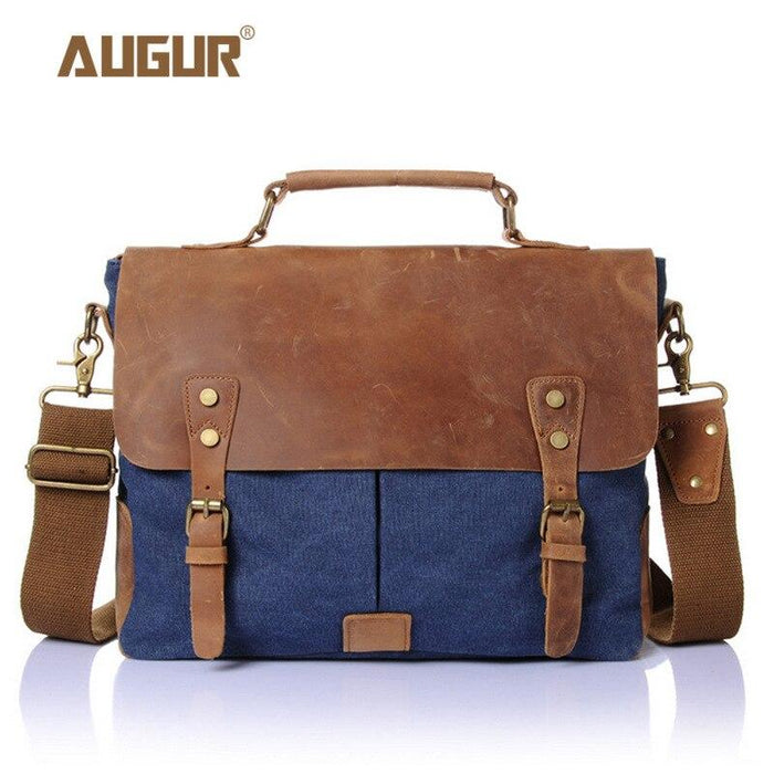 AUGUR New Fashion Men's Vintage Handbag Genuine Leather Shoulder Bag Messenger Laptop Briefcase Satchel Bag Fit 14 inch Laptop