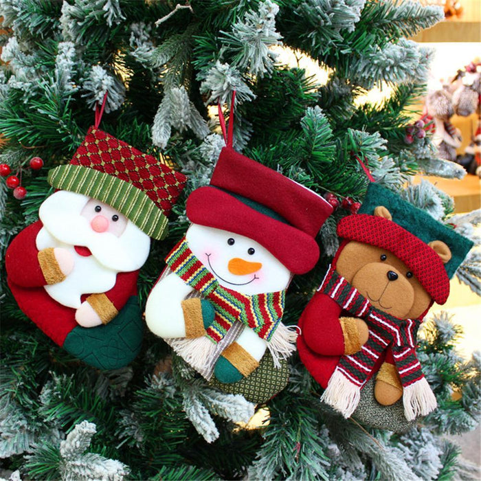 Christmas Santa Claus Socks Candy Gift Bag Ornament Party Xmas Tree Hanging Christmas Socks Decoration Adornos De Navidad @D