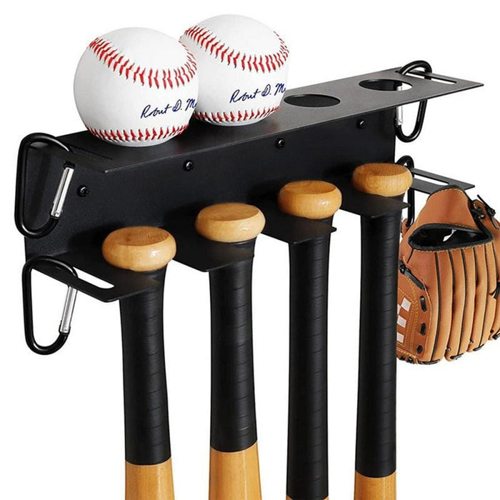 Bat Rack For Wall Baseball And Bat Organizer For Wall Baseball Gear Rack With 4 Baseball Bat Holder 4 Ball Display Stand And Cap