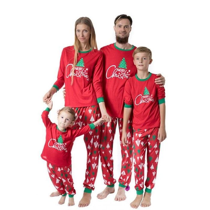 Matching Christmas PJS Fashion Round Neck Prints Family Pajama Sets Mother/Father /Kid /Baby Red Striped Christmas Clothes