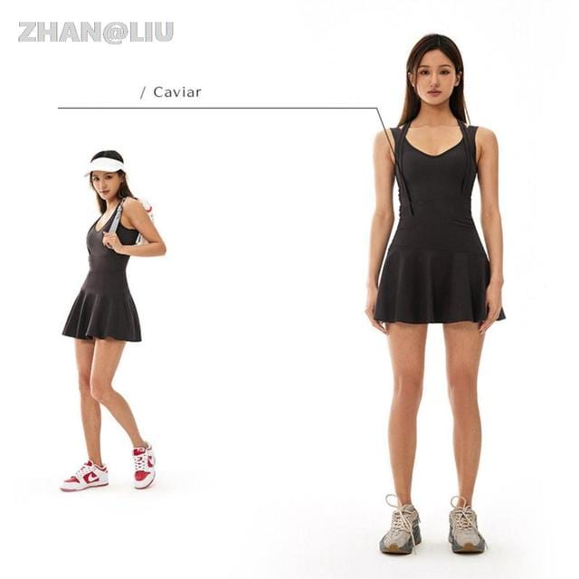 Tennis Dress Sleeveless Sport Suits For Women Training Running Fitness Short Skorts Golf Badminton Tracksuits Padded Yoga Skirts
