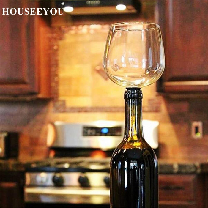 HOUSEEYOU Creative Red Wine Champagne Glass Cup with Silicone Seal Drink Directly from Bottle Crystal Glasses Cocktail Mug 260ML