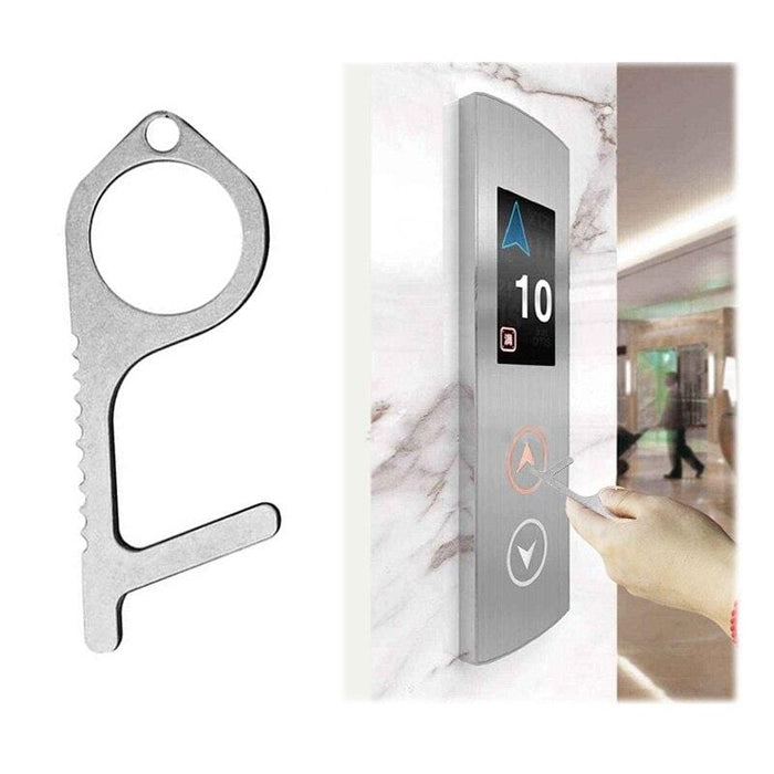 1PC Portable Press Elevator Tool Hygiene Hand No Touch Alloy EDC Door Opener Door Handle Key Metal Portable Door Opener Hot Sale