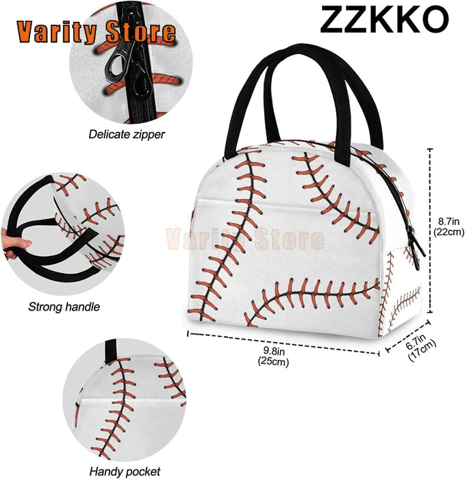 Baseball Softball Lunch Bag Box Tote Organizer Lunch Container Insulated Zipper Meal Prep Cooler Handbag For Women Men Home