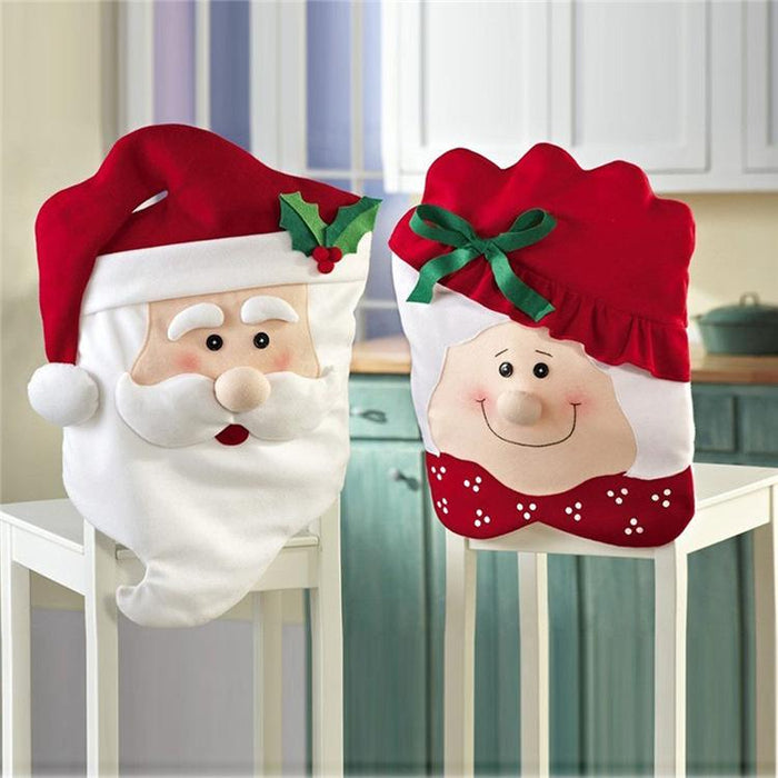 Christmas Supply Red Chair Covers Claus Flannel Dust Proof Handmade Santa Cover for Chair Home Party Festival Decoration