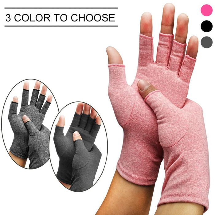 1Pair Health Care Joint Pain Lightweight Durable Therapy Compression Gloves Half-finger Hand Arthritis Unisex Wrist Support L303