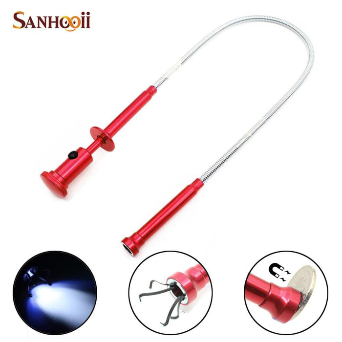 Flexible Pick Up Tool ( Magnet + 4 Claw + LED Light ) Magnetic Long Spring Grip Home Toilet Gadget Sewer Cleaning Pickup Tools