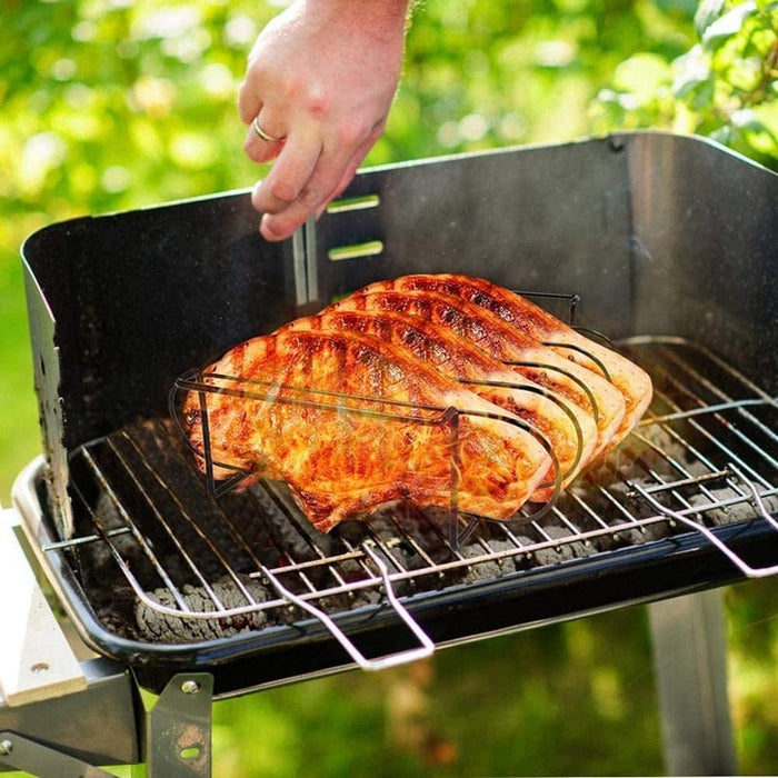 Non Stick Standing Rib Rack for Grilling & Barbecue