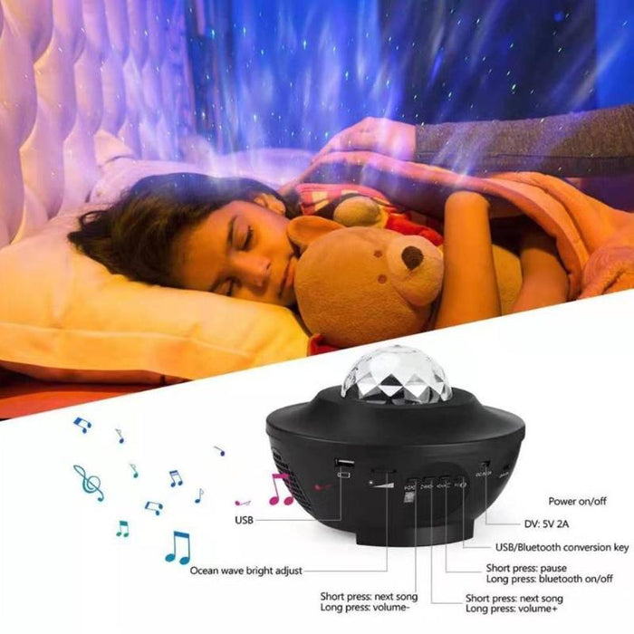Colorful Starry Sky Projector Blueteeth USB Voice Control Music Player LED Night Light USB Charging Projection Lamp Kids Gift