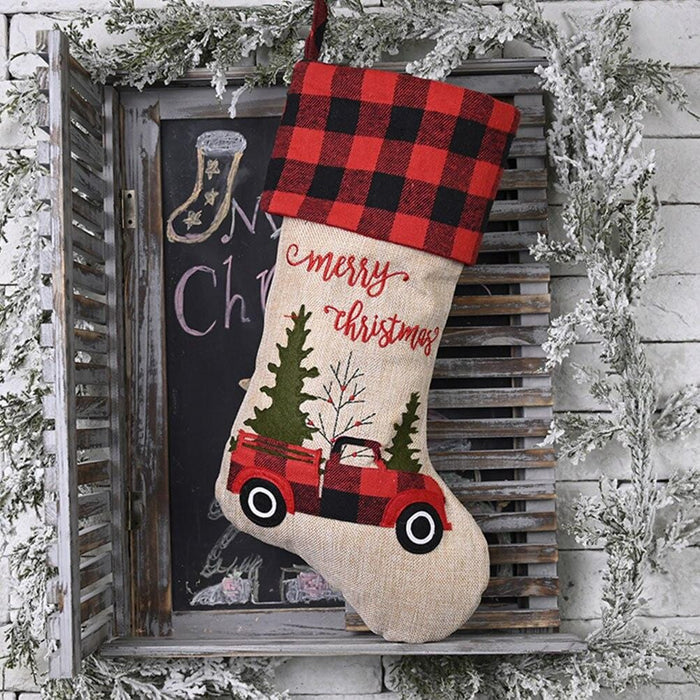 1pc Christmas Socks Decorative Stockings Car Printed Socks for Holiday