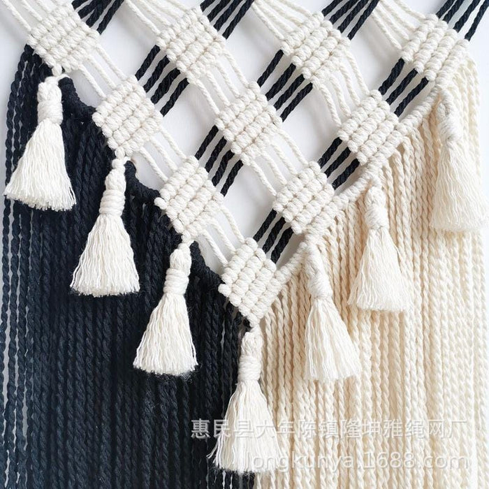 Hand-woven Tapestry Wall Hanging Fringed Macrame Wall Tapestry Boho Decor Living Room Bedroom Headboard Wall Decoration