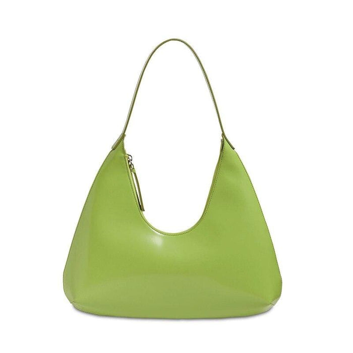 Solid Color Women Baguette Handbags Fashion Ladies Shoulder Bags PU Leather Elegant Female Daily Use Underarm Tote Bag Green
