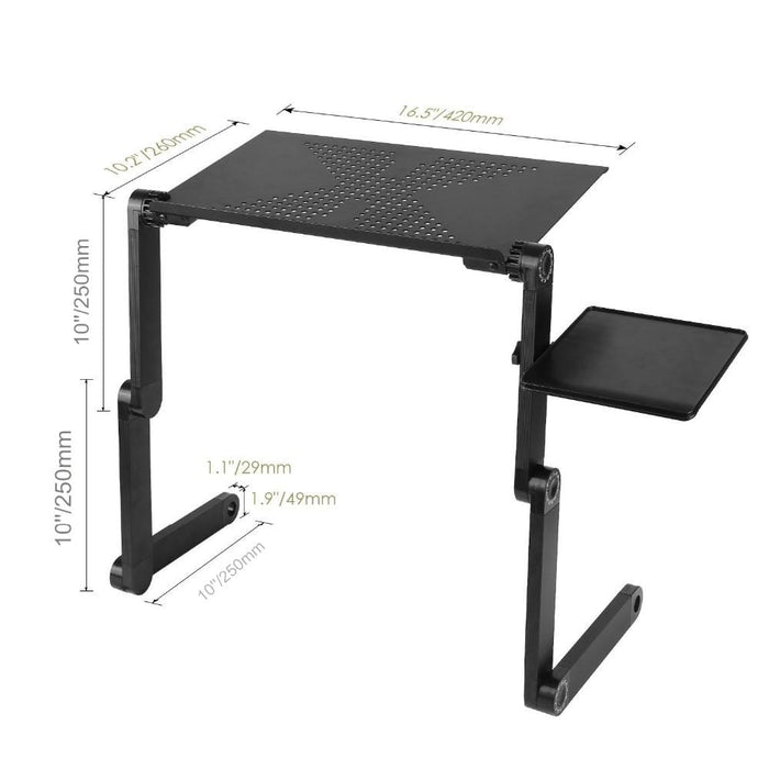 Adjustable Aluminum Laptop Desk Ergonomic Portable TV Bed Lapdesk Tray PC Table Stand Notebook Table Desk Stand With Mouse Pad