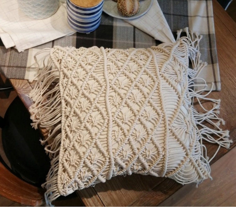 Macrame Hand-woven Cotton Thread Pillow Covers 100% Cotton Linen Geometry Bohemia Cushion Covers