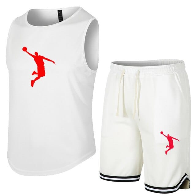 Summer Men Set Sleeveless T-Shirt Sports Quick Dry Tank Top+Shorts Sportswear Male Student Fitness Vest 2 Piece Outfit Tracksuit