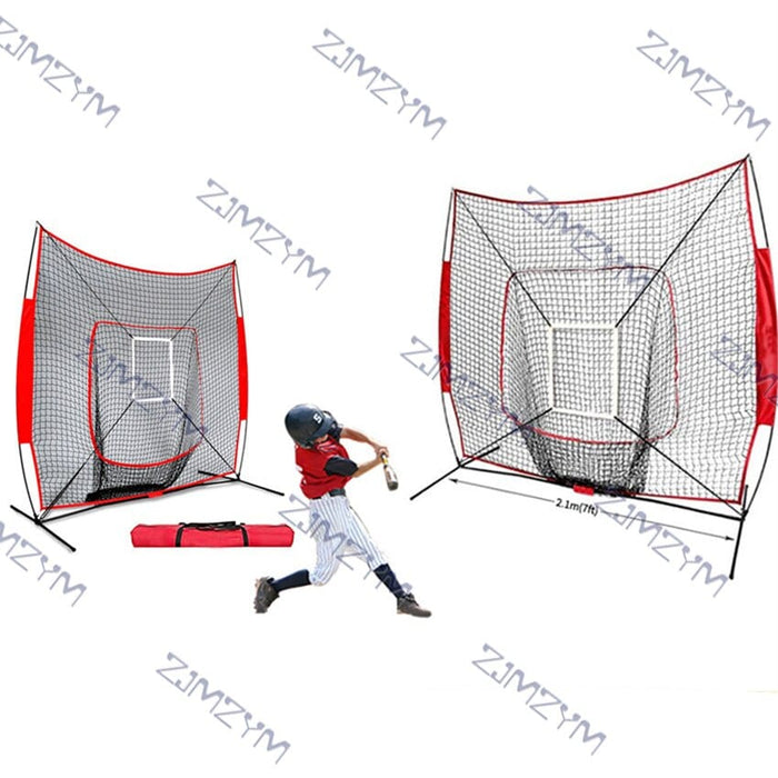 7x7 ft Softball Baseball Practice Net With Frame Hitting Pitching Batting Catching Backstop Equipment Training Aids Strike Zone