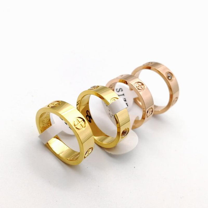 Titanium Steel Cross Love Wedding Ring For Women / Men