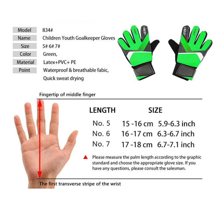 1 Pair Kids Boy Soccer Goalkeeper PU Gloves Finger Protection Goal Thickened Latex Football Gloves for futbol futebol Goalkeeper