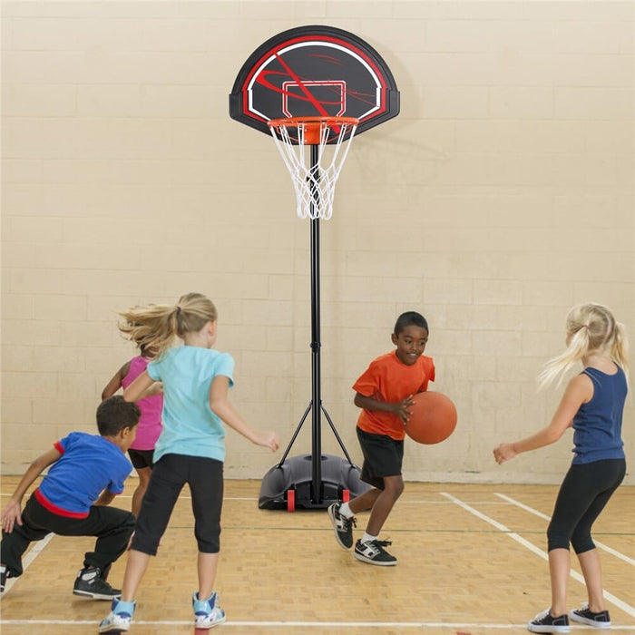 SmileMart 7 to 9 Ft Portable Basketball System Hoop for Outdoor Indoor, Black,Basketball Training Equipment