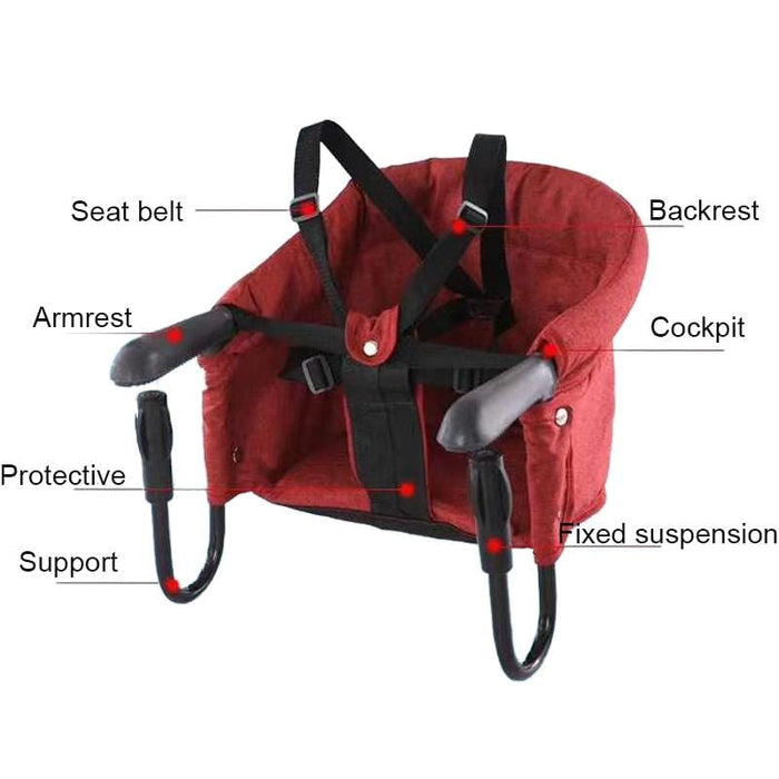 Portable Baby Dinning Chair  Foldable  Highchair Safety  Seat Booster Can Withstand 18 kg  Dinning Hook-on Chair Harness