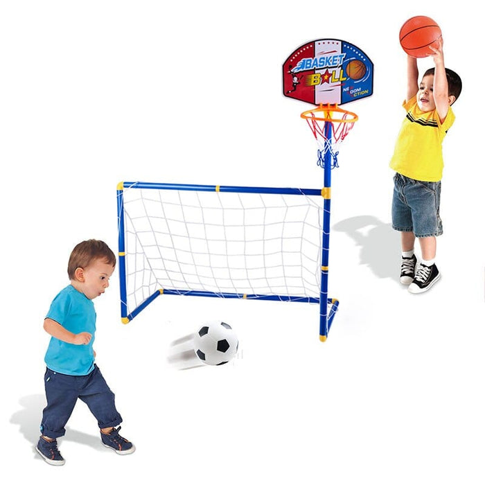 2 In 1 Soccer Goal Pool With Basketball Hoop Set For KidsOutdoor Sports Basketball Stand Soccer Goal