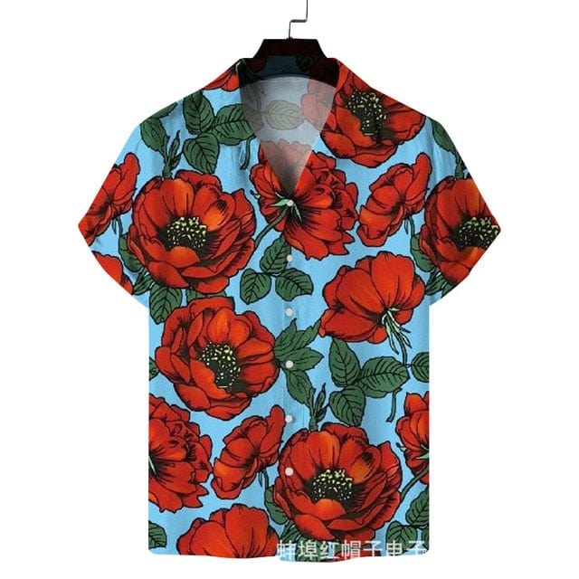 Men&#39;s Summer Short-sleeved Coconut Print Shirt Hawaiian Seaside Holiday Casual Top Shirt Men&#39;s Style New 2023