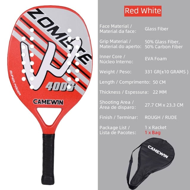 High Quality 3K Carbon and Glass Fiber Beach Tennis Racket Soft Face Tennis Racquet with Protective Cover Ball
