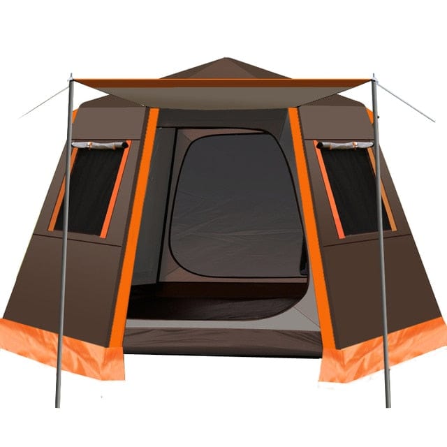 UV Hexagonal Aluminum Pole Automatic Outdoor Camping Wild Big Tent 3-4 Person Awning Garden Pergola 245*245*165CM Family Tent