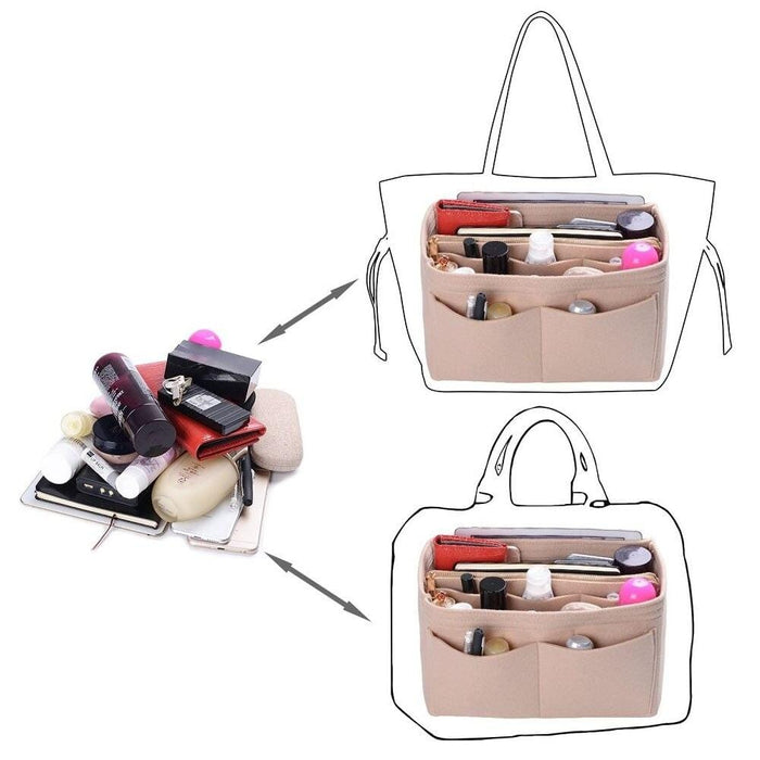 Make up Organizer Insert Bag For Handbag, Felt Bag with zipper, Travel Inner Purse, Fit Cosmetic Bags Fit Various Brand Handbags