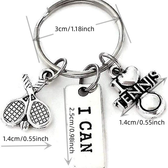 I Can I Love TENNIS Racket Coach Sports Key Chain Ring Women Charm Pendant Accessories