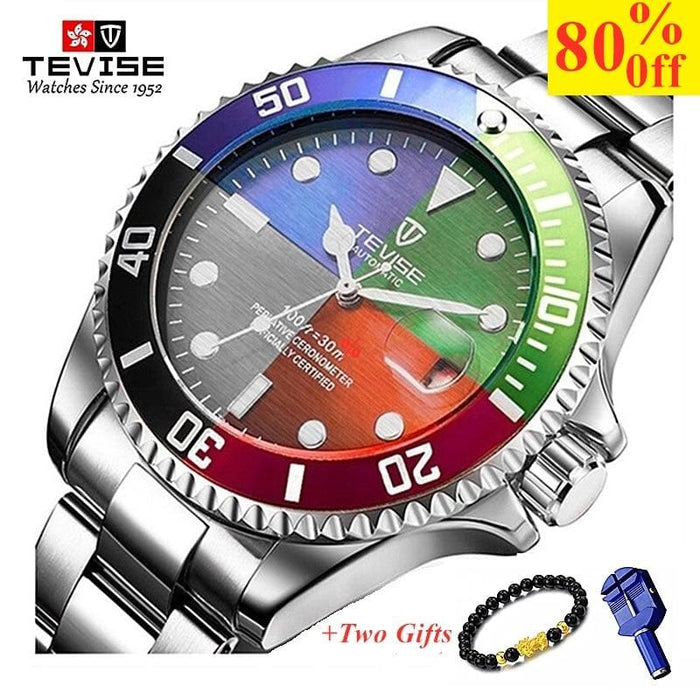 TEVISE Fashion Mens Watches Top Brand Luxury Casual Quartz Watch Men Stainless Steel Waterproof