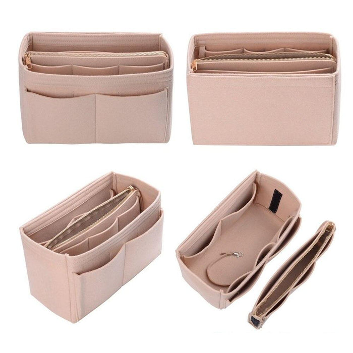 Make up Organizer Insert Bag For Handbag, Felt Bag with zipper, Travel Inner Purse, Fit Cosmetic Bags Fit Various Brand Handbags
