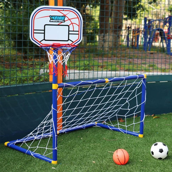 2 In 1 Soccer Goal Pool With Basketball Hoop Set For KidsOutdoor Sports Basketball Stand Soccer Goal