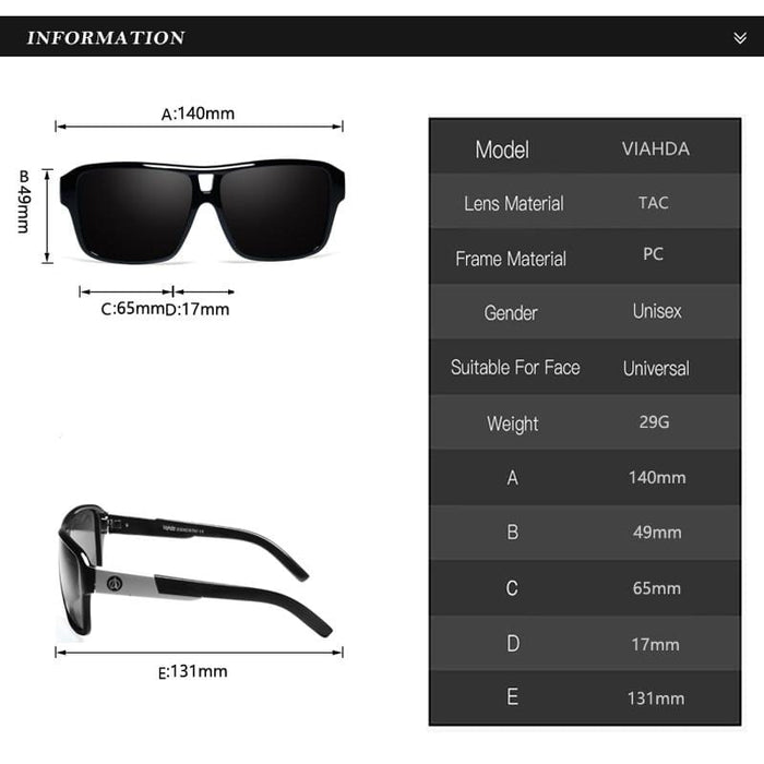 Viahda Polarized Sunglasses Men Sunglasses Men Driving Mirrors Coating Points Black Frame Eyewear Male Sun Glasses UV400